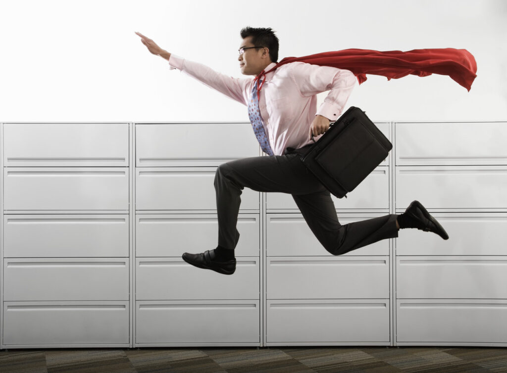 Businessman Soaring with Cape